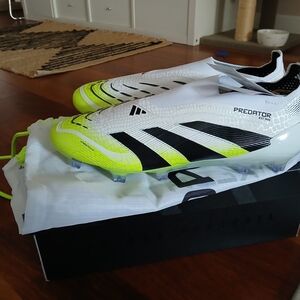 Adidas Predator Soccer Cleats - White and Neon Yellow